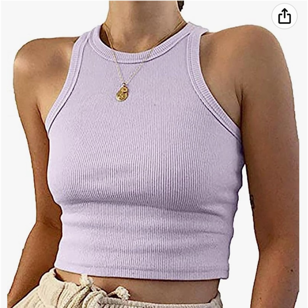 Lavender Rib-Knit crop tank